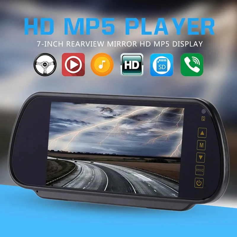 

7 inch TFT LCD Screen Bluetooth Car Monitor Rearview Mirror 800x480 16:9 Reverse Parking System Camera