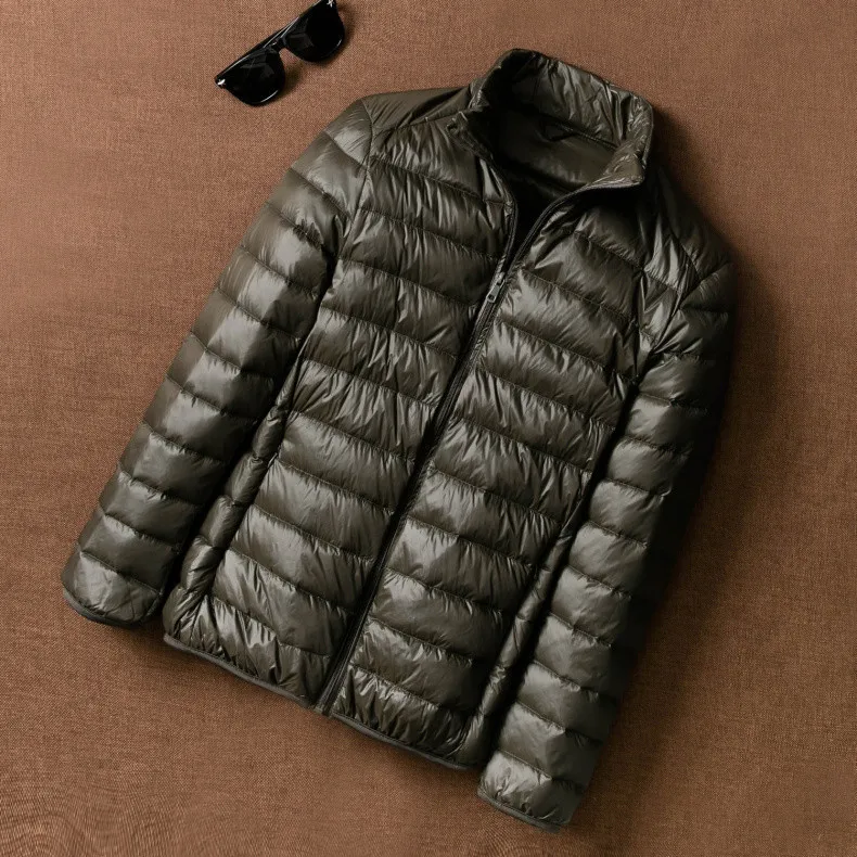 Сверхлегкая куртка на утином пуху, мужские тонкие пуховые парки, пальто на осень и зиму, ветровка, повседневные топы размера плюс M-4XL