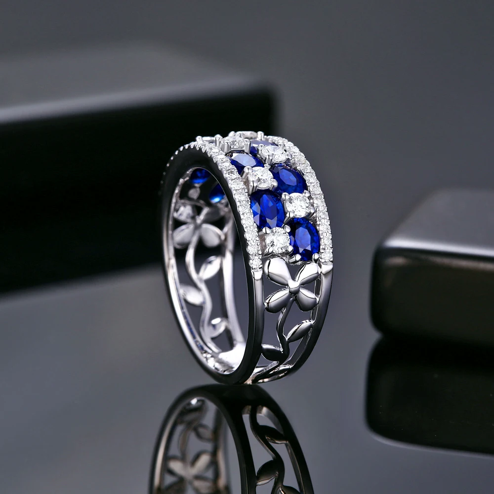 Caimao Jewelry 14k Gold 1.88ct Sapphire & 0.65ct Natural Diamond Engagement Band For Men
