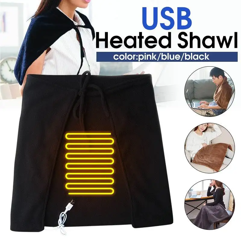 

Home 45x70cm Fleece Electric Heating Pad Heated Blanket Shawl Shoulder Neck Foot Mobile USB Soft 5V 7W Winter Warm Health Care