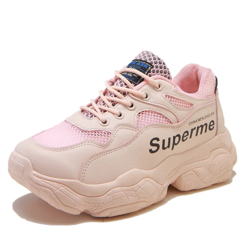 

Women's Sneakers Mesh Casual Shoes Women 2019 Spring New Retro Running Shoes Net Red Daddy Shoes Thick Bottom Wedges Shoes Flats