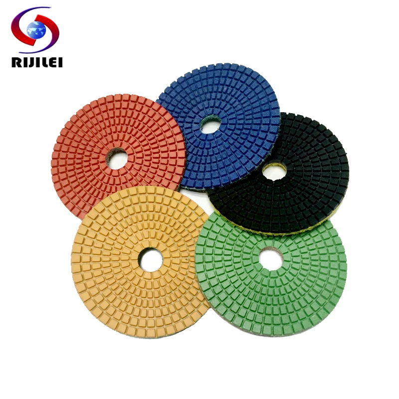 Rijilei 10pcs 4inch Wet Diamond Polishing Pads 100mm Flexible Marble