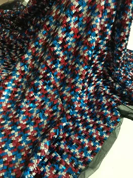 

fashionable tulle embroidery french net lace fabric Cyndi-10.2576 with beads for party dress