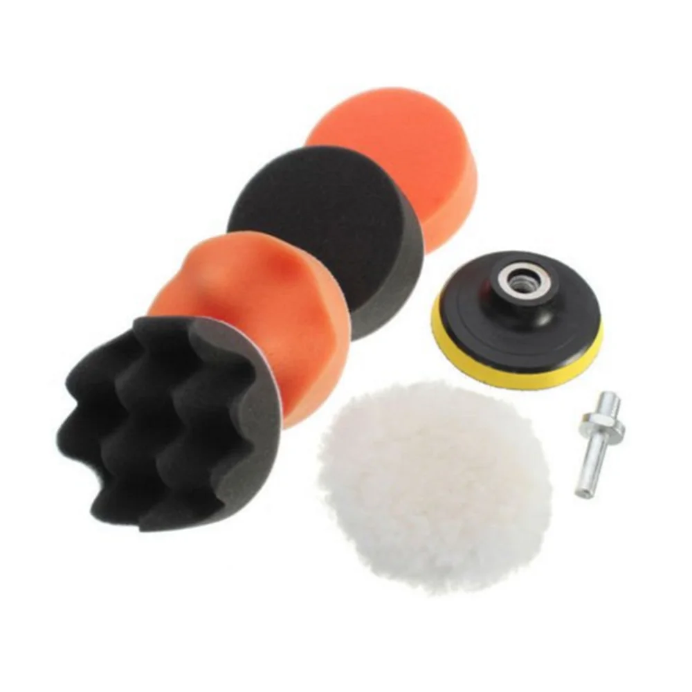 

7Pcs/Set Car Polishing Pad For Car Polisher 3" Buffer Pads Set Waxing Polish Sponge Drill Set Polishing Wash Brush