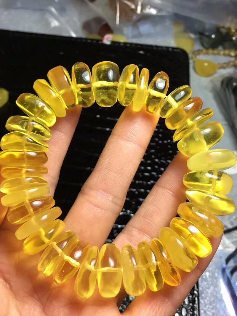 Certificate Natural Yellow Amber Gemstone 20mm Round Marquise Beads Bracelets Healing Stone For Woman Man Gift Certificate AAAA (6)
