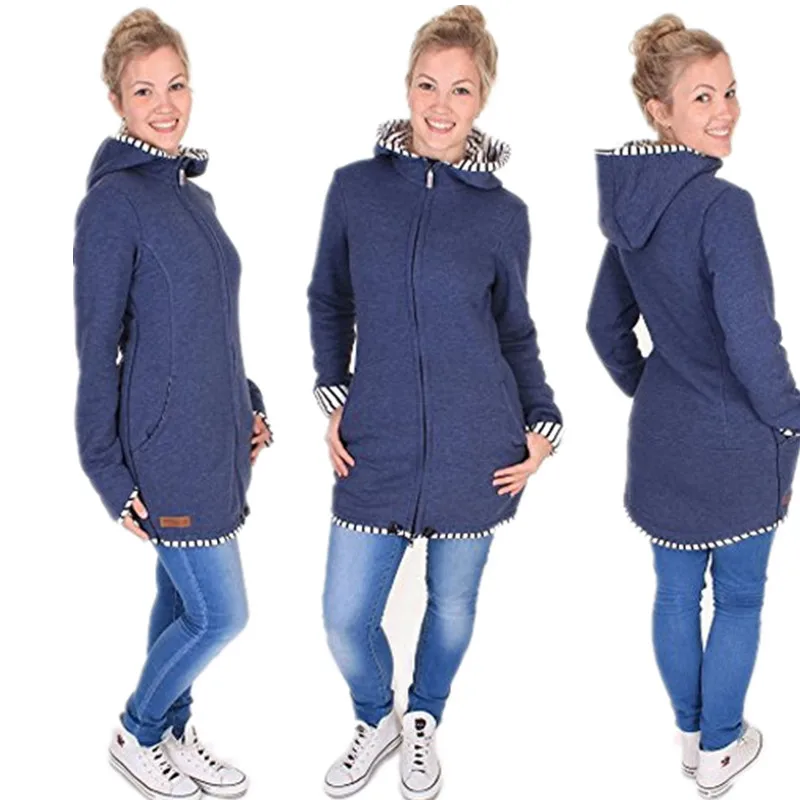 Hoodie Maternity Women Clothes Baby Kangaroo Carrier Jacket Spring Autumn Pregnancy Coat With Zipper Pocket B0017