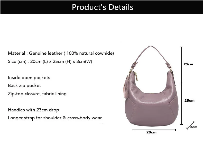 High Quality Genuine Leather Bag Woman Shoulder Bag Real Cow's Skin Bag Fashion HOBO Ladies Crossbody Bag 2018 (2)