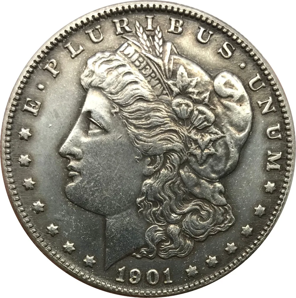 

1901 o United States of America 1 One Dollar Morgan Dollar Cupronickel Plated Silver Copy Coins