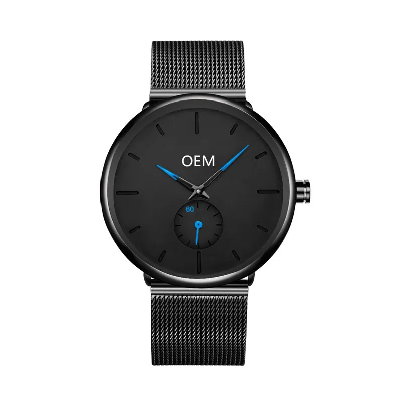 CL029 сделать свой собственный дизайн часы Мужские сетки Группа OEM мужские часы ультра-тонкие Пользовательские синий логотип часы персонализированные Relojes Hombre - Цвет: Logo on watch face