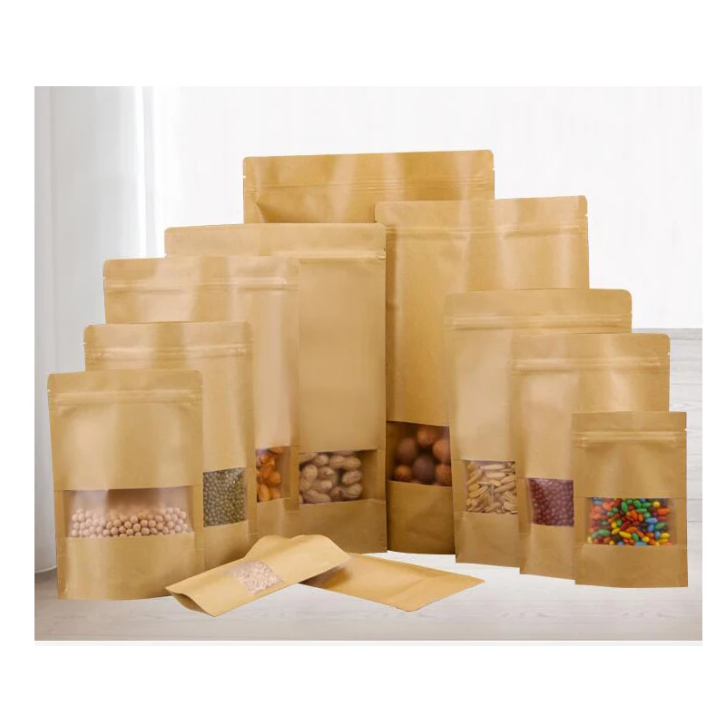 

paper bag Brown Kraft Paper bag Gift Bags packing Biscuits candy Food bread Cookie Bread Nuts Snack Baking Package Zip Lock