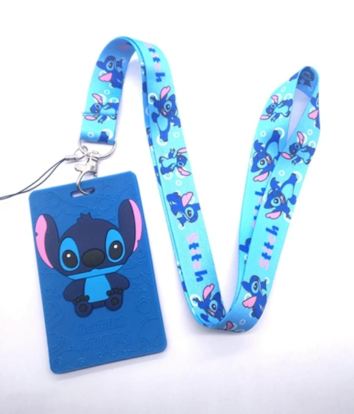 5 Pcs Cartoon Stitch Named Card Holder Identity Badge with Lanyard Neck Strap Card Bus ID Holders With Key Chain G - Цвет: D