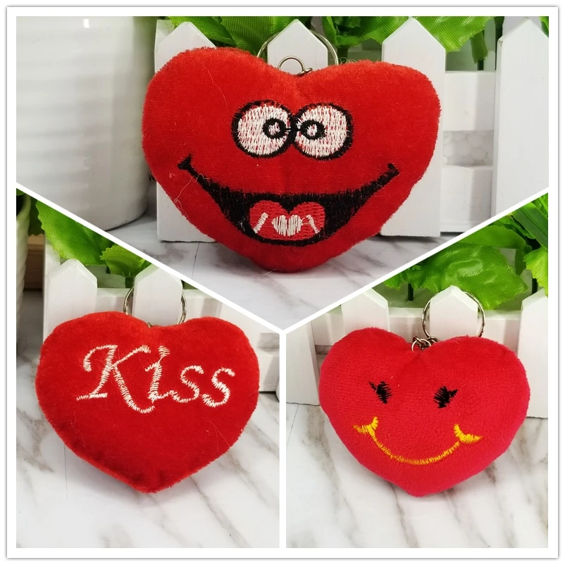 Брелок в форме сердца, фланелевый брелок в виде поцелуя для автомобиля, декоративные подвески для детей, женские сумки, аксессуары для телефона, подарки на свадьбу, брелок для ключей