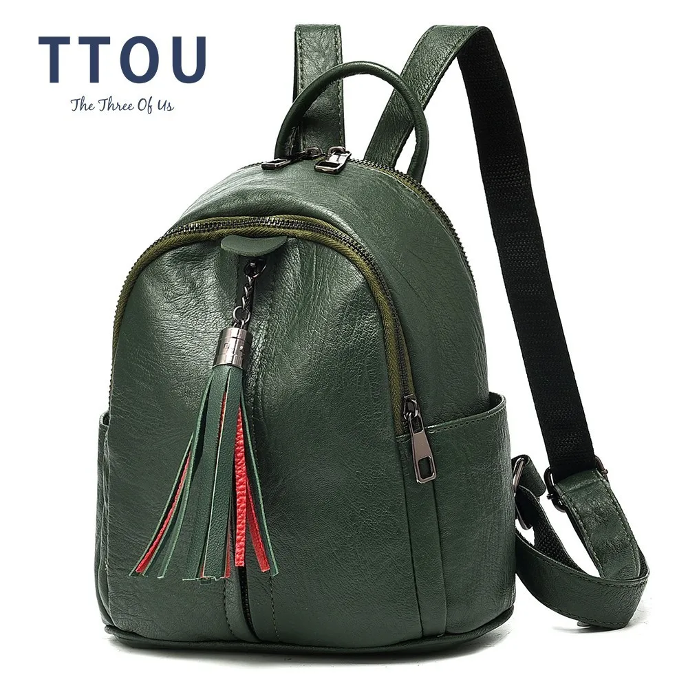 

TTOU Female Soft PU Leather Mini Backpacks Students Tassel Pendant Shoulder Schoolbags Women Fashion Small Travel Bags mochila