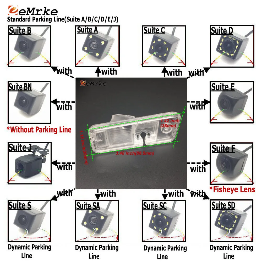 

EEMRKE Multi-function CCD Car Backup Camera for Kia Carens RP 2013 2014 2015 2016 2017 2018 Dynamic / Standard Parking Line