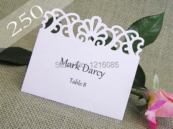 Wedding Placecards Lace Flourish Tent Place Cards Escort Card