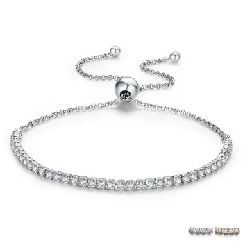 

FLASH DEALS 925 Sterling Silver Sparkling Strand Bracelet Women Link Tennis Bracelet Silver Jewelry SCB029