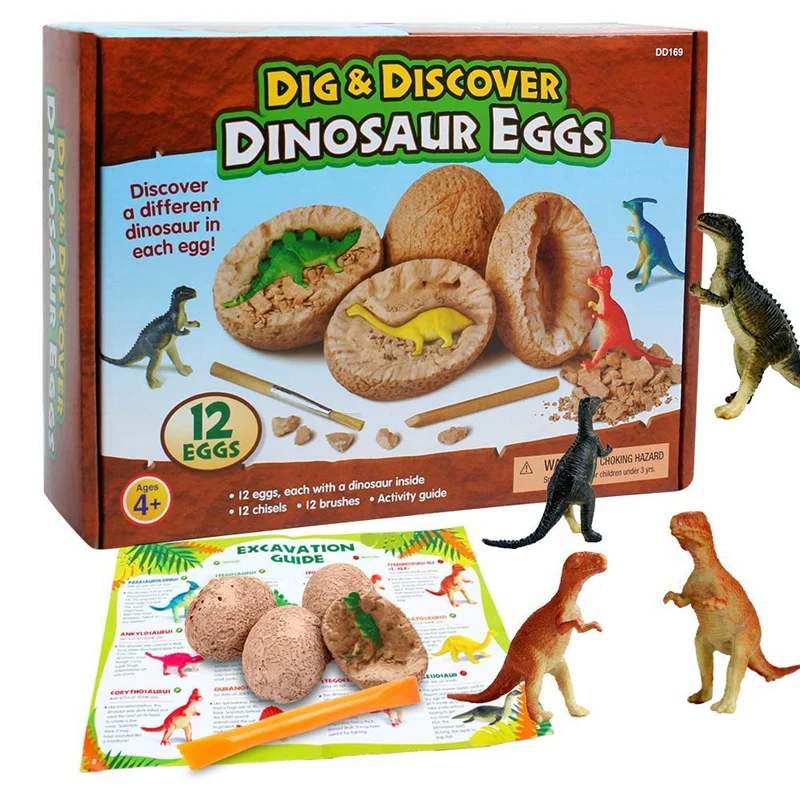 12 шт./компл. динозавр яйца игрушки копания окаменелостей раскопки динозавр игрушки для детей Обучающие игрушки, подарки случайный цвет