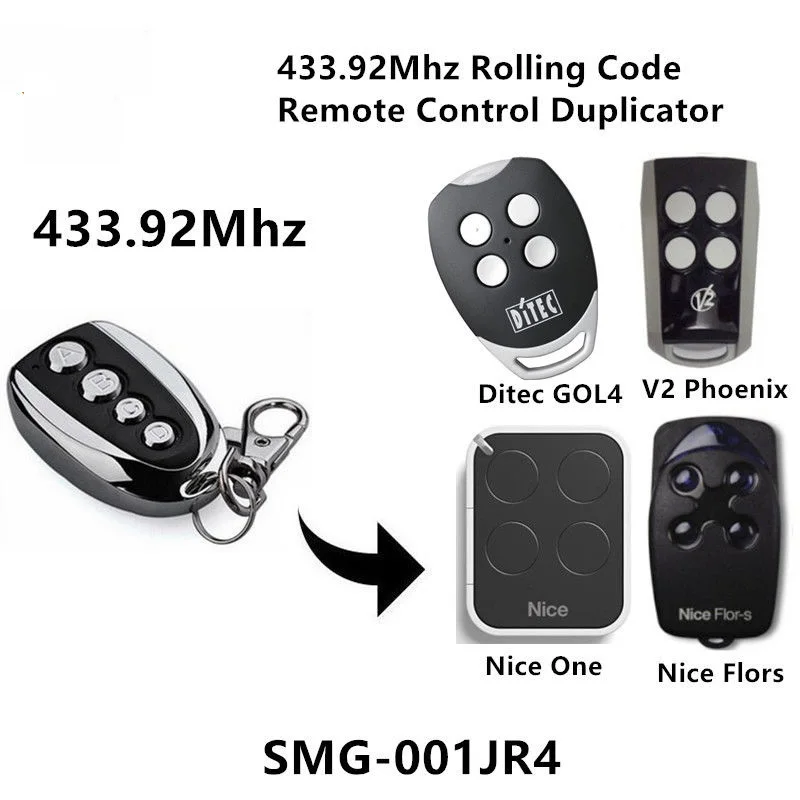 

NICE flor-s INTI ERA Nice-one Ditec V2 duplicator 433.92 MHz Rolling Code Remote Replacement