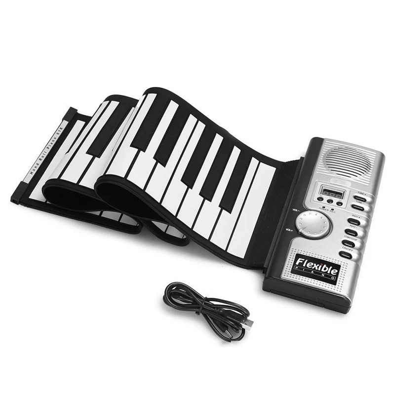 Portable Flexible Digital Keyboard Piano 61 Keys 128 Tones Rhythms Electronic Roll Up Piano Toys YS