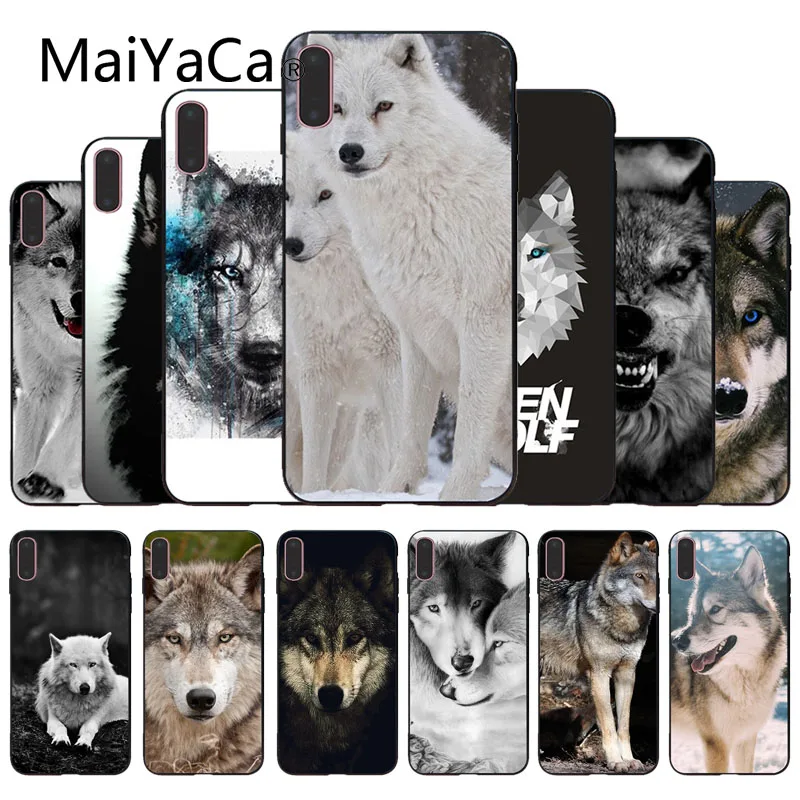 Роскошный мягкий защитный чехол MaiYaCa Wolf on Snow для iPhone 5 5s 6 plus 6s 7 7s Plus 8 8s X XS XR XSMAX |