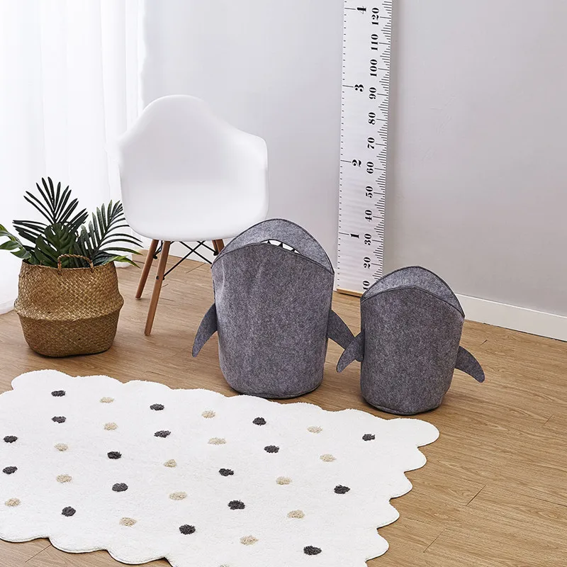 INS Nordic Cartoon Shark Shape Collapsible Newborn Baby Bedroom Decor Basket Bag For Toys Kids Easter Birthday Gifts