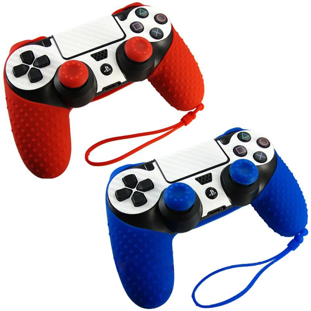 Силиконовый чехол для контроллера Playstation 4 ps4 нескользящий + колпачки джойстика