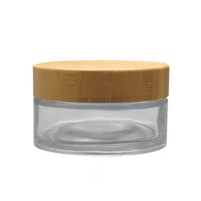 Download 100g Refillable Clear Glass Cosmetics Bottles With Bamboo ...
