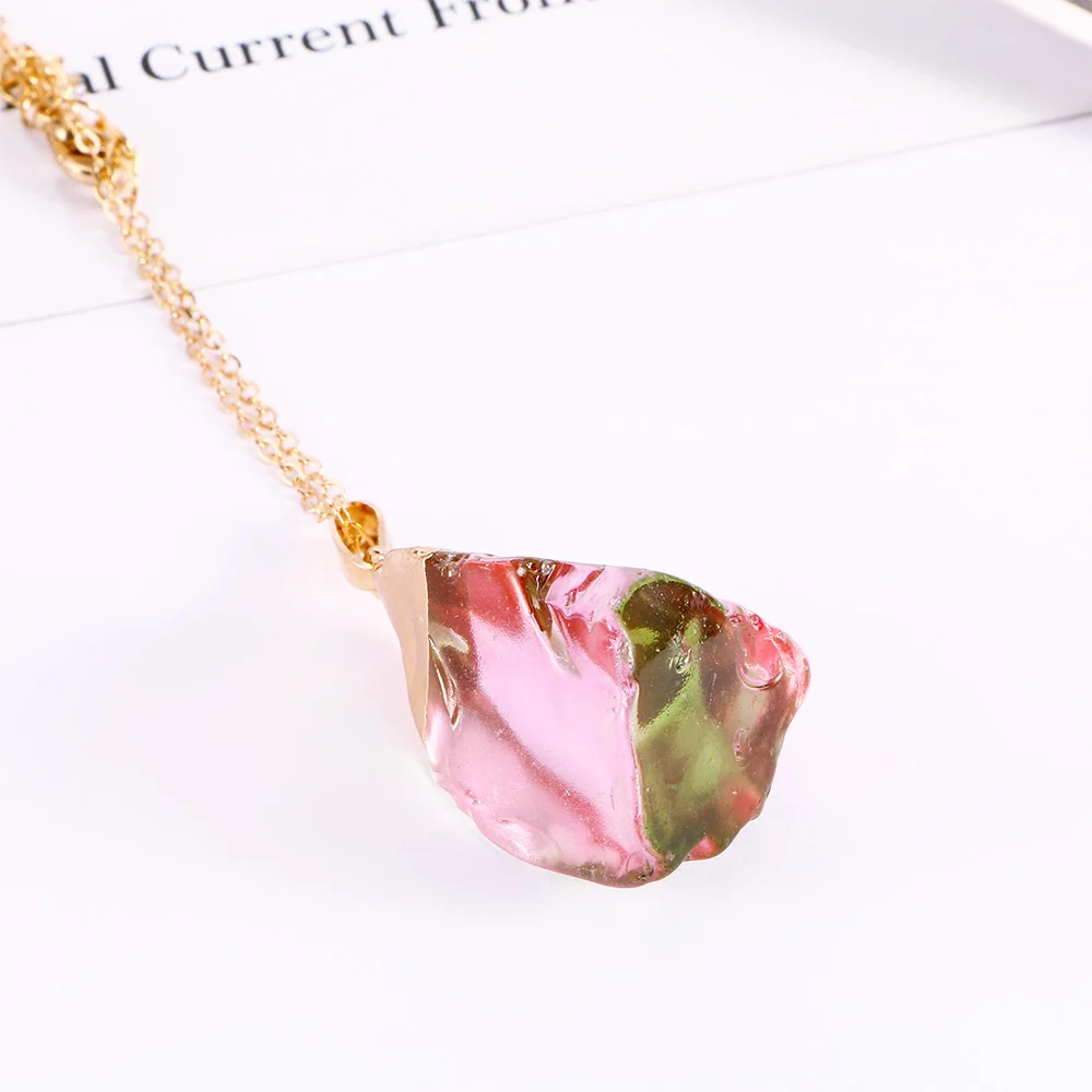 

Irregular Reiki Natural Rock Stone Crystal Quartz Healing Colorful Pendant For Necklace