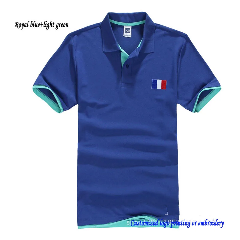XS-3XL, поло, рубашка, Флаг Франции, мужские Поло, топ, летние рубашки для мальчиков, Обычная Лоскутная одежда ярких цветов, повседневная одежда для взрослых - Цвет: royal blue green