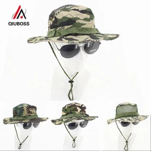 QIUBOSS весна лето для мужчин женщин с широкими полями солнцезащитная Кепка Панама горячий Лесной камуфляж шляпа Военная джунгли ткань Панама Шляпы