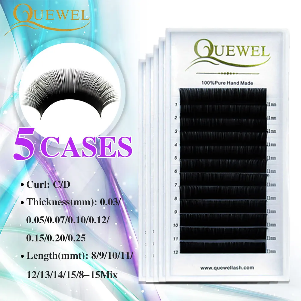

Individual Eyelashes Extension False Mink Volume Eyelash Extensions Lash Silk Fiber Natural Thick Soft Lash Professional Quewel