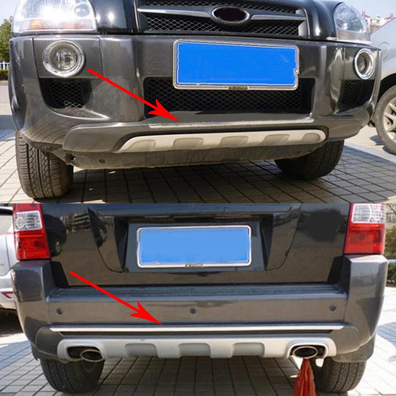 

2 Pcs ABS Plastic Front And Rear Bumpers Skid Protector Molding Fit For Hyundai Tucson MK1 2005-2012 Car Accessories