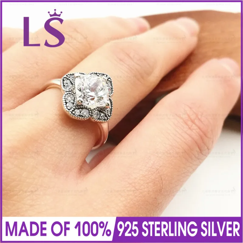 

LS 100% 925 Silver Crystalized Floral Fancy Ring For Lady Fashion Jewelry.Christmas DIY Making Accessories. Rings for Women.N