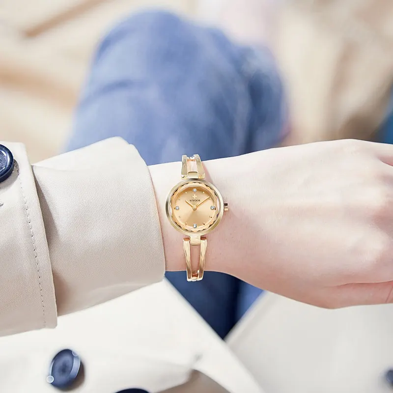 

2019 New Fashion WWOOR Brand Rose Gold Leather Watches Women Ladies Casual Dress Quartz Wristwatch Reloj Mujer