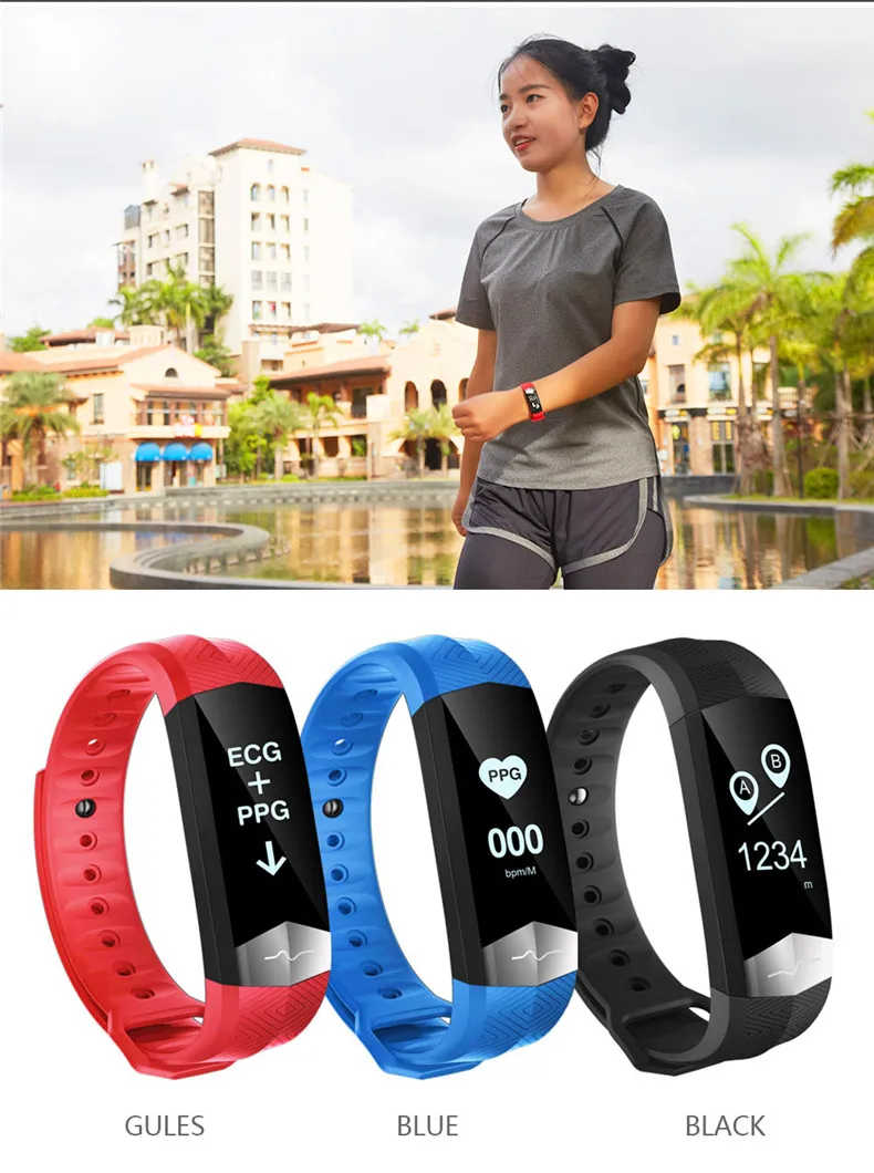 CD01 Smartband ECG Bluetooth спортивный Смарт Браслет для измерения кровяного давления HR смарт-Браслет фитнес-трекер умный Браслет для IOS Android