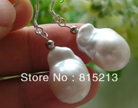 

wb00156 CLASSIC 17mm white SOUTH Reborn keshi pearls earrings 925s