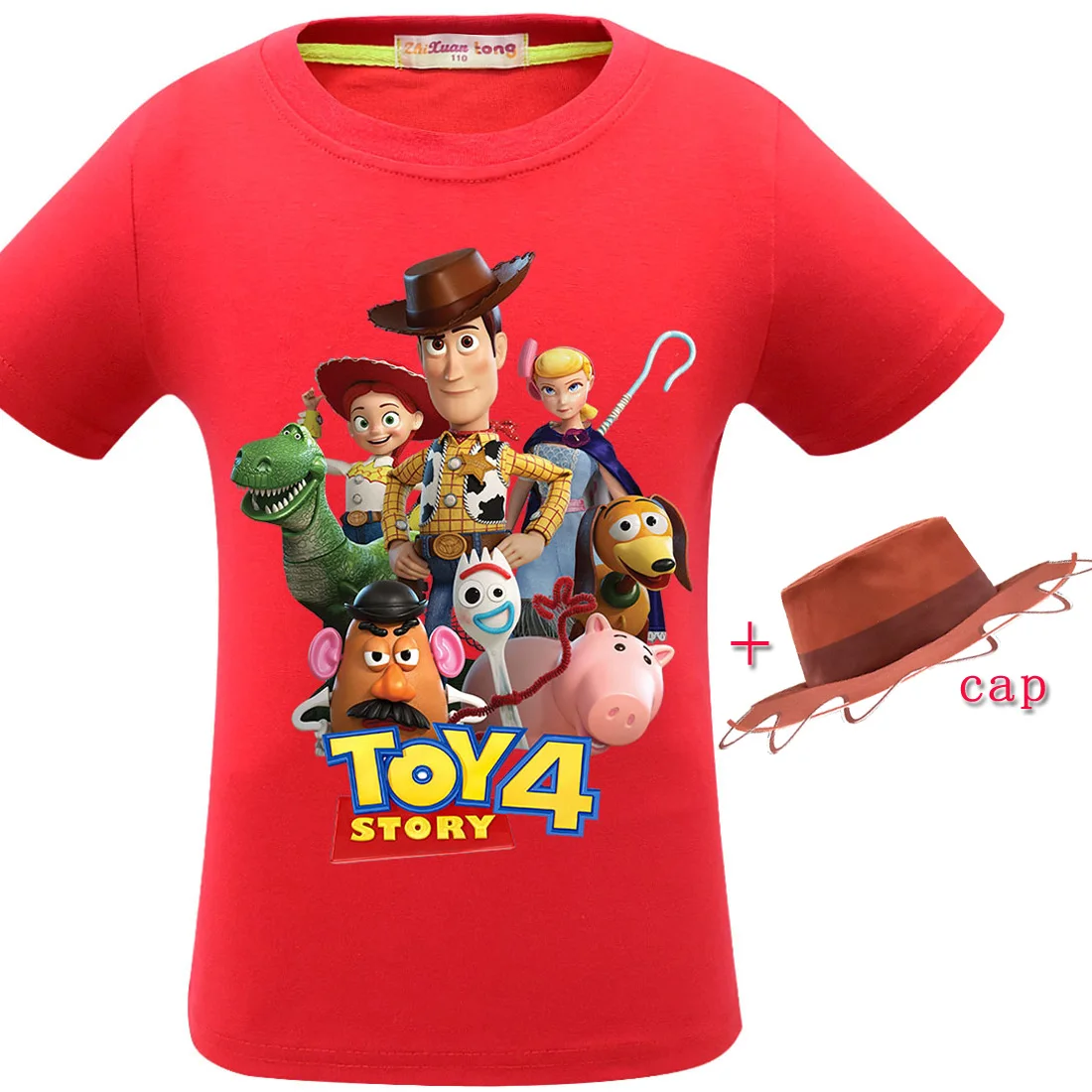 New summer baby boys Newest Toy story 4 movie print cotton T-shirt kids cosplay clothes cartoon toys T shirts Clothing carnival - Color: FZ3552-cap