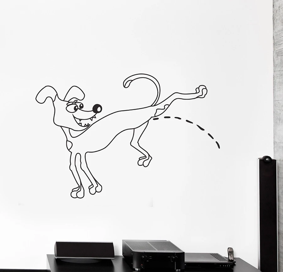 Pissing Dog Vinyl Wall Decal Living Room Home Decor Removable Animal Wall Sticker Kids Room Ideas Pattern Wallpaper Mural D441
