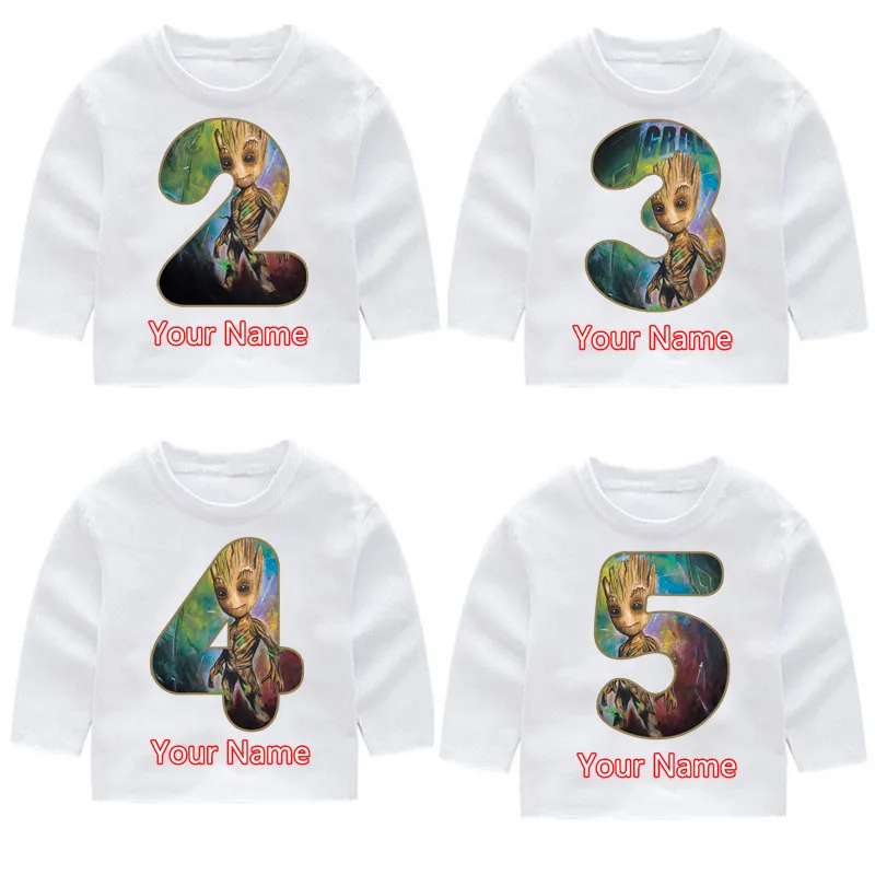 

Children's I Am Groot Fashion Cotton Birthday Number Long Sleeve T-shirts Kid's Long Sleeve Tops Baby Girl Harajuku Clothes