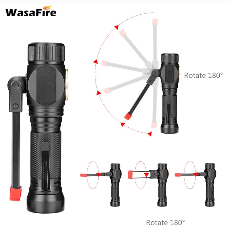 Портативный 18650 Факел T6 + COB светодиодный фонарик USB Перезаряжаемый рабочий свет