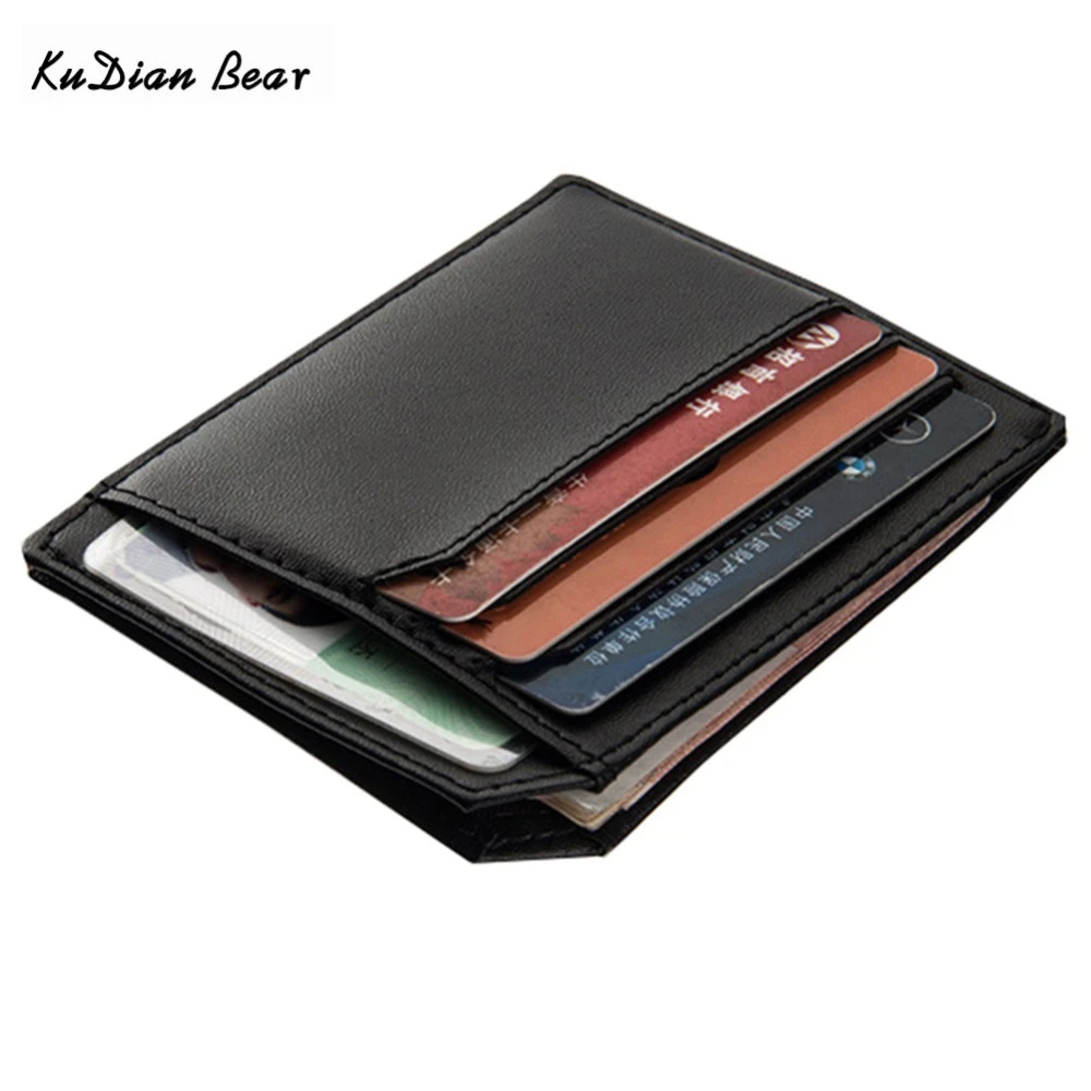 Kudian Bear Minimalist Men Card Holder Slim Wallets Brand Designer Pu ...