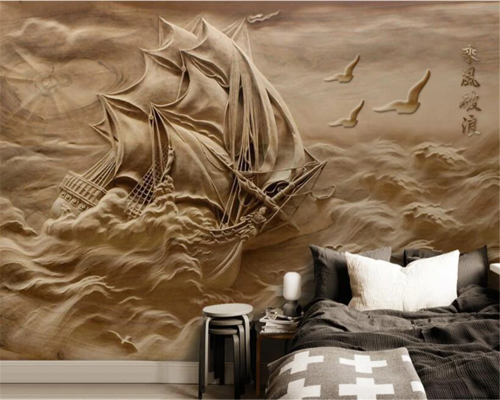 3D фотообои для домашнего декора обои с изображением морской лодки ветра и