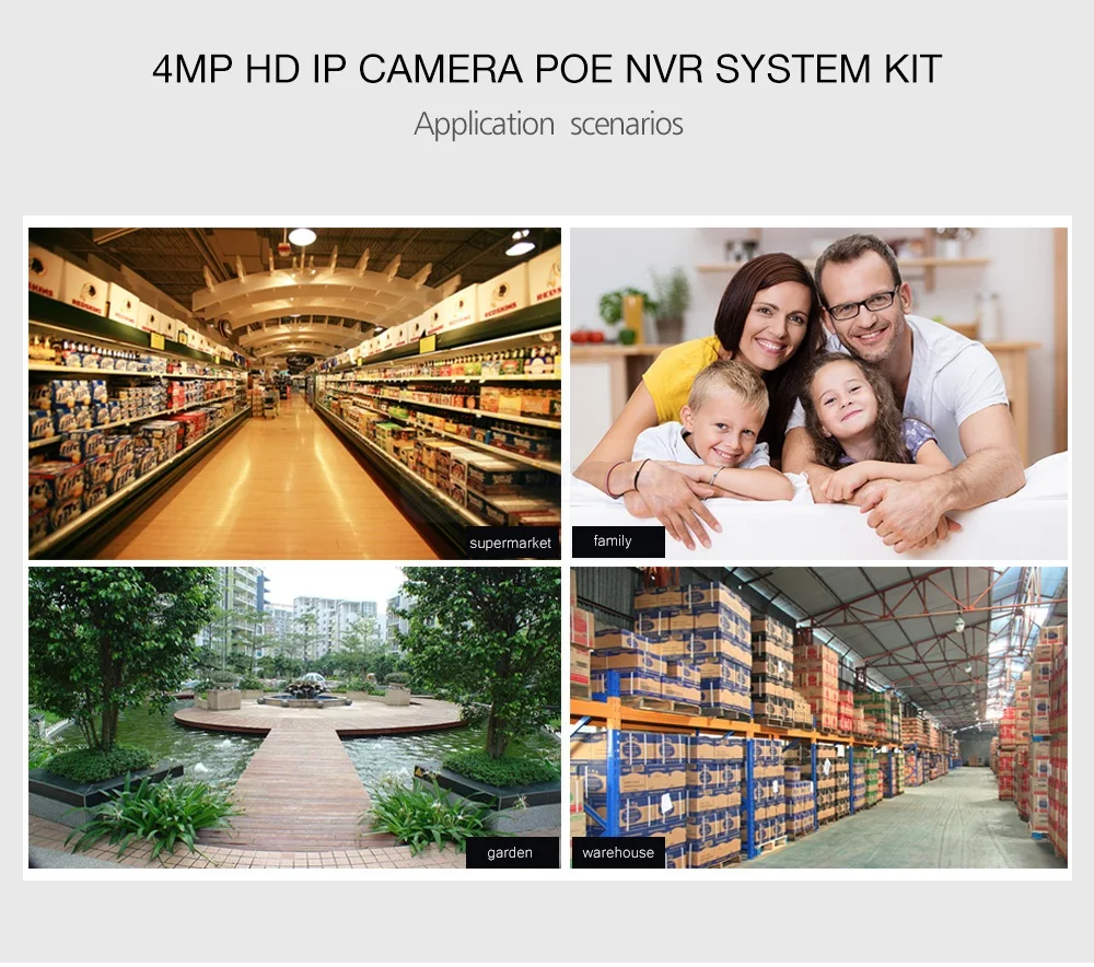 H.265 POE CCTV NVR комплект с 4 шт. 4MP IP камера Открытый HI3516D водонепроницаемый безопасности видео камера системы наблюдения приложение XMEye