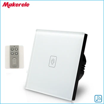 

Remote Touch Switch EU Standard 1 Gang 1way RF Remote Control Light Switch UK Standard Crystal Glass Panel with Remote controL