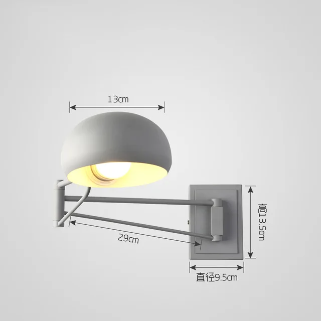 Промышленный гибкий металлический настенный светильник E27 светодиодный настенный светильник для спальни прикроватной тумбочки гостиной Кабинета внутреннего освещения - Цвет абажура: Gray