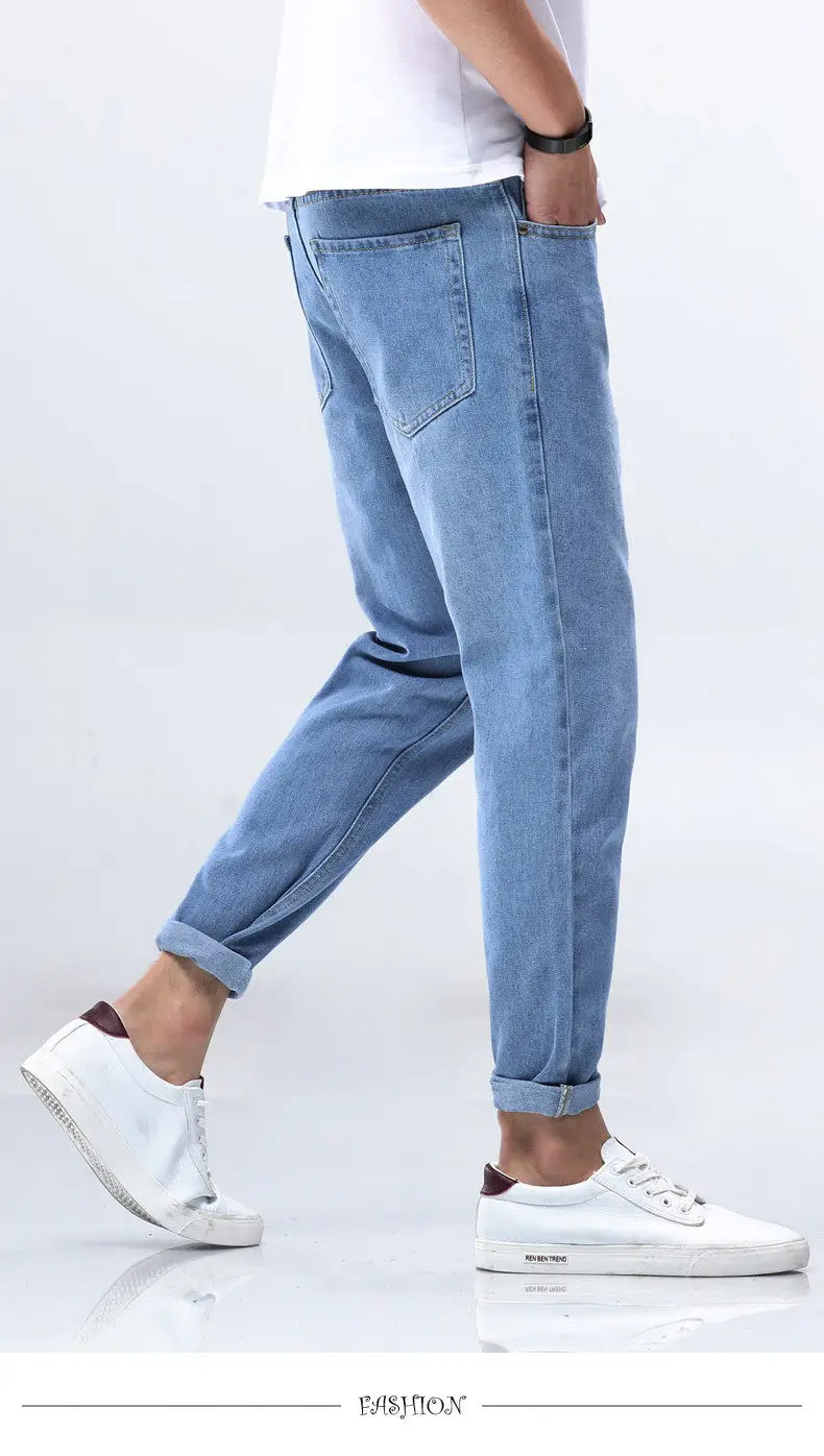 Solid Jeans Men Simple Pencil Pants Cotton Cargo Jeans Pant Male Trousers Youth Full Length Casual Chinese Brand Jeans Free Ship 05