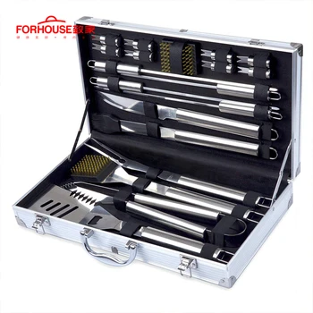 

Stainless Steel BBQ Set Barbecue Grilling Tools Set BBQ Utensil Accessories Camping Outdoor Cooking Tools Kit with Carry Bag Box