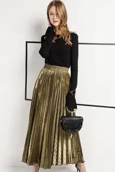 

2019 Spring New Arrival Korean Style High Waist Accordion Pleated Skirt Vintage Skirt Faldas Largas Elegantes Free Shipping