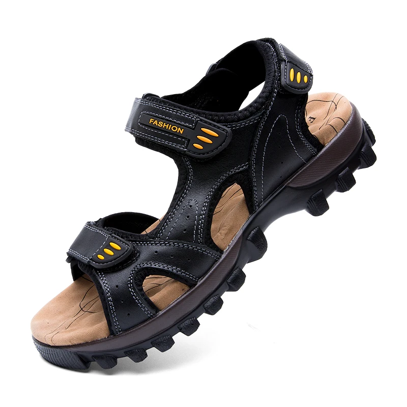 Мужские сандалии из натуральной кожи с открытым носком для взрослых дышащая мягкая удобная летняя Уличная обувь римские пляжные сандалии размеры 38-45