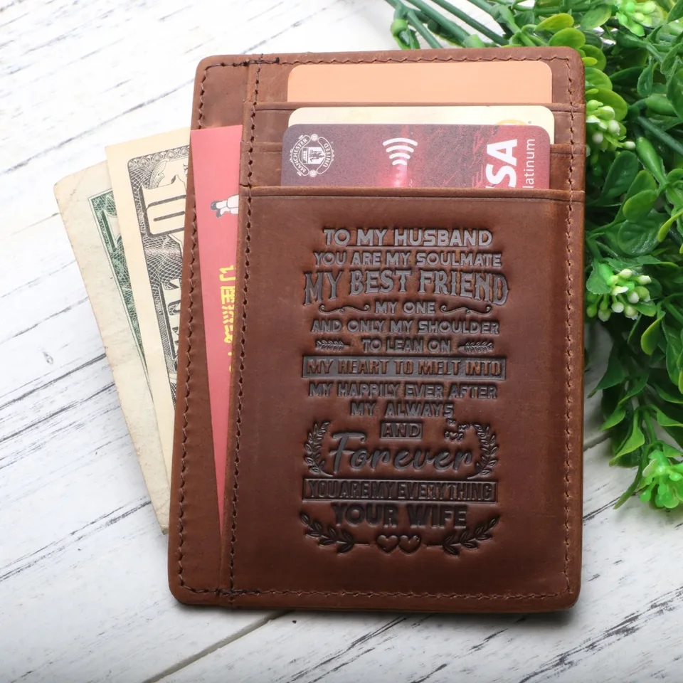 to my husband engraved wallet
